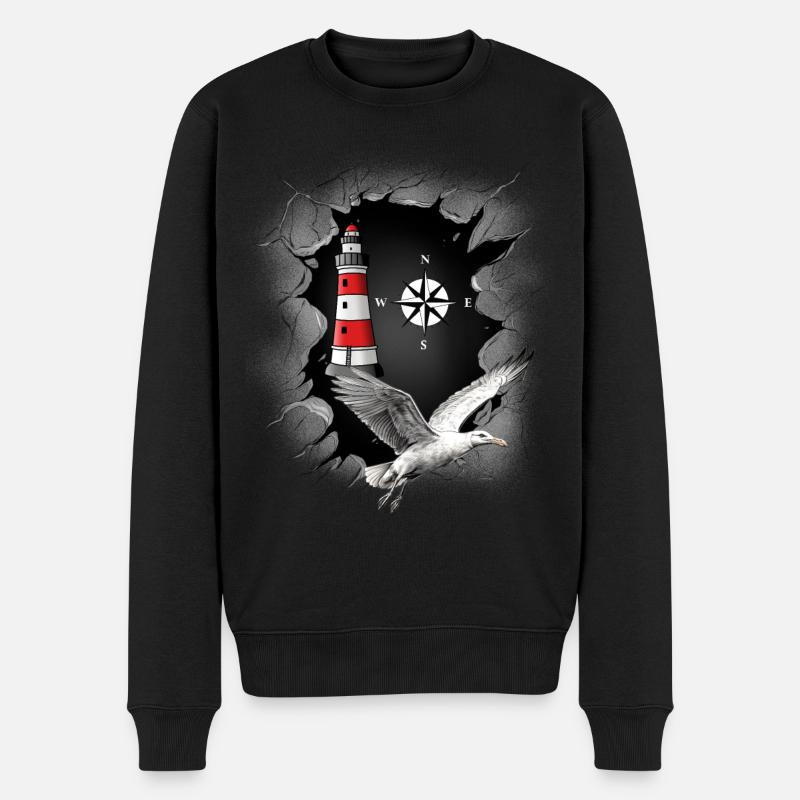 Seagull Lighthouse Boussole Maritime - Pull Premium bio Homme - noir