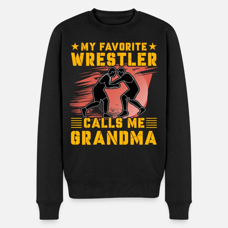 Mon lutteur préféré m’appelle grand-mère - Pull Premium bio Homme - noir