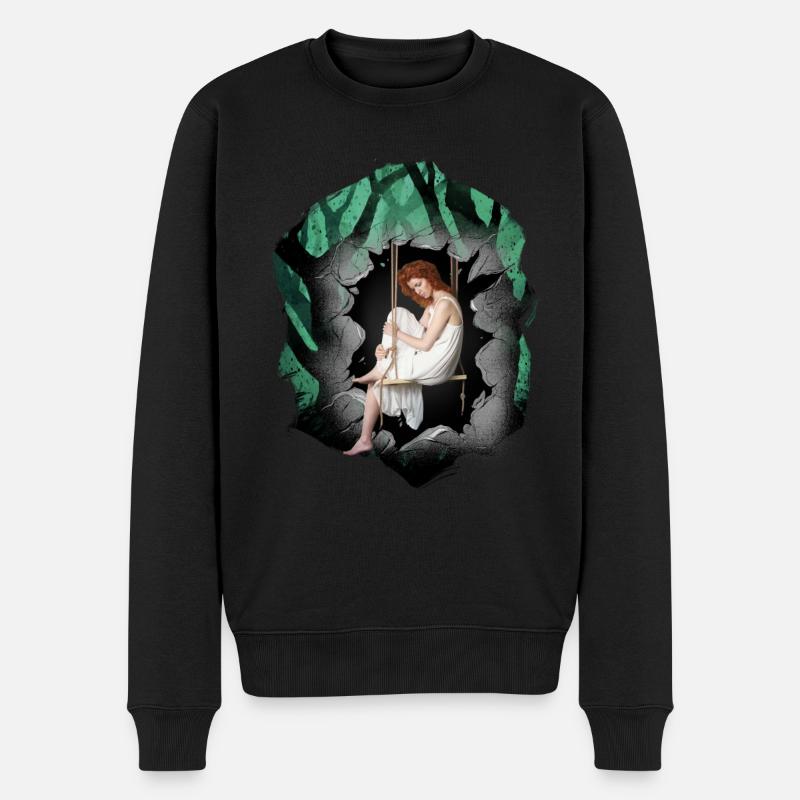 Fille, Forêt, Sensuel, Romantique - Pull Premium bio Homme - noir