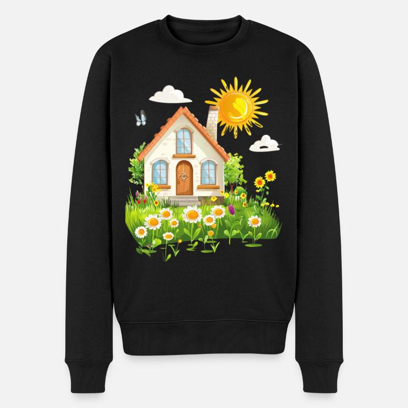 Chalet ensoleillé à la campagne - Pull Premium bio Homme - noir