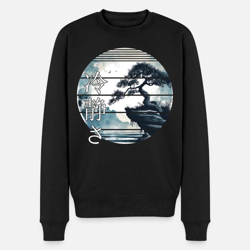 Bonsai Baum Japan Landschaft Calmness Aesthetic - Männer Premium Bio Pullover - Schwarz
