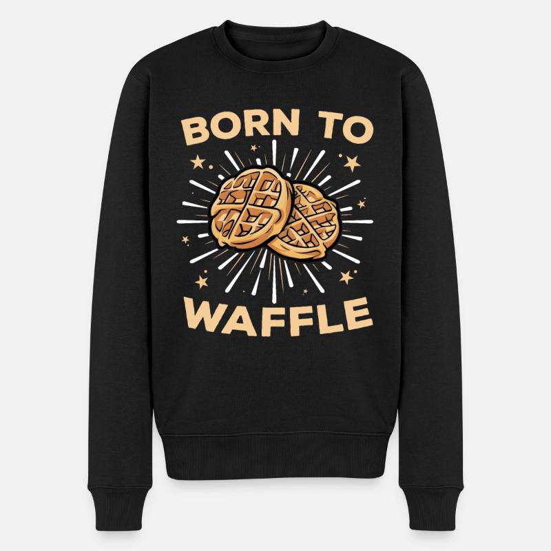 Born To Waffle Waffeln Waffel Frühstück Gebäck - Männer Premium Bio Pullover - Schwarz