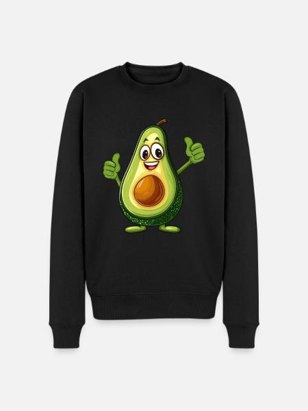 Cheerful avocado with thumbs up - Men's Premium Organic Jumper - black