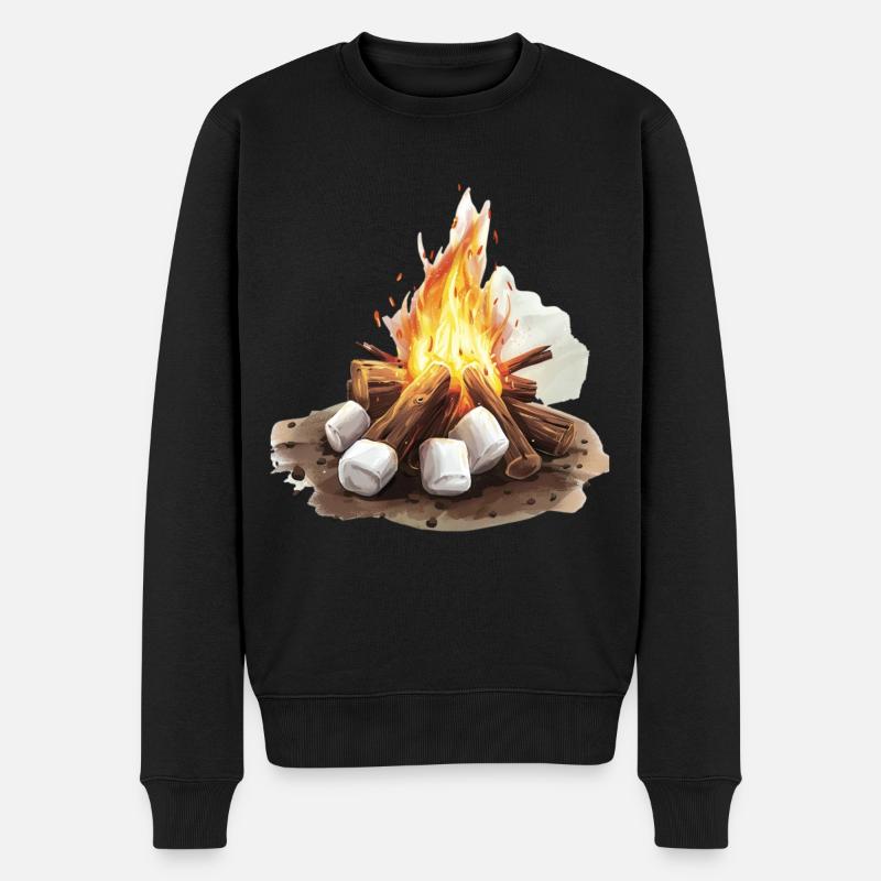 Cozy campfire with marshmallows - Men's Premium Organic Jumper - black