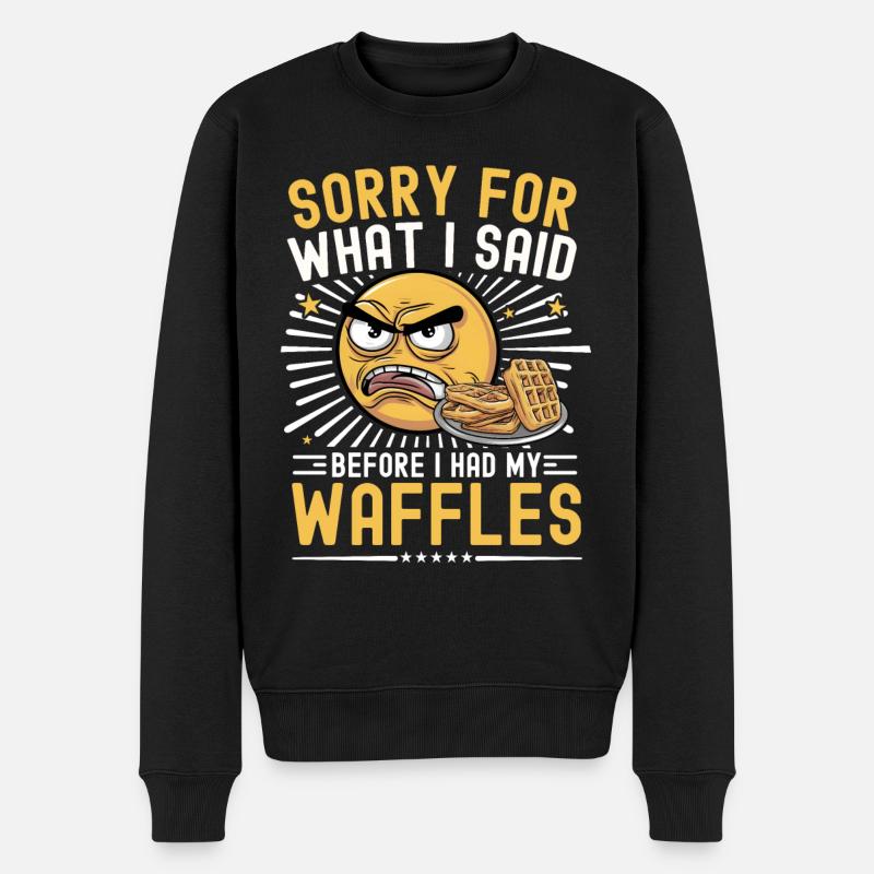 Waffeln Spruch Lustige Waffel Frühstück Gebäck - Männer Premium Bio Pullover - Schwarz