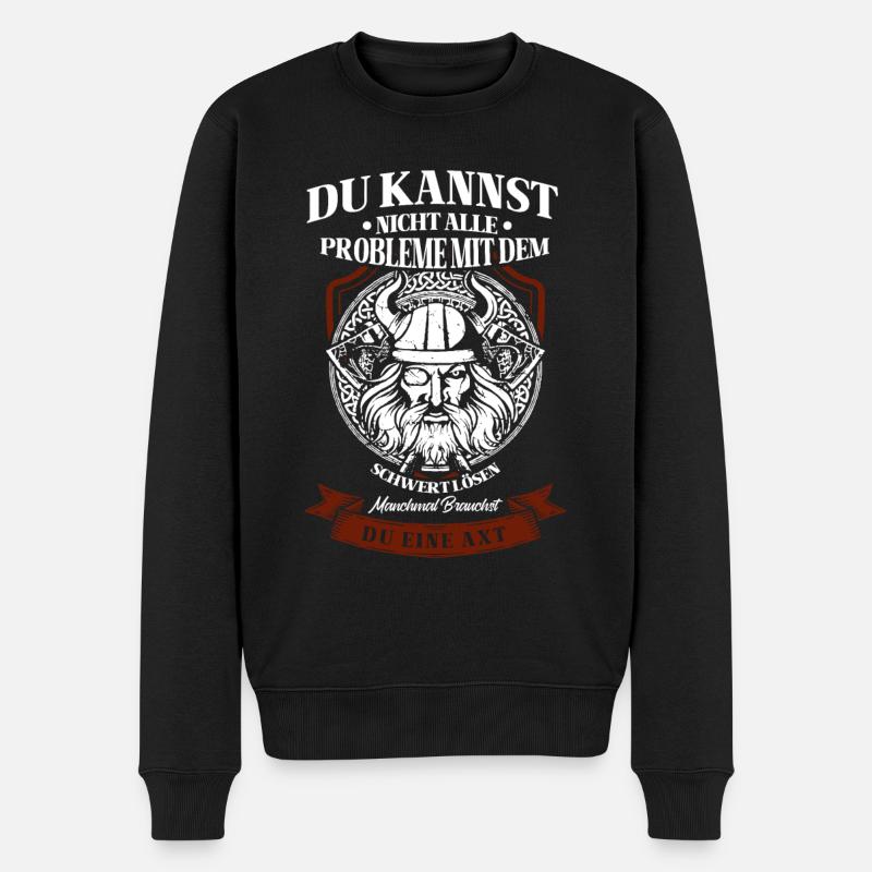 Wikinger Tshirt Viking Valhalla Walhalla Gott Odin - Männer Premium Bio Pullover - Schwarz