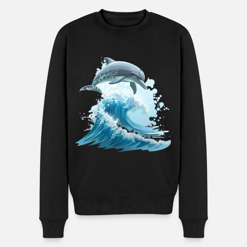Dauphin Océan Saut Mer - Pull Premium bio Homme - noir