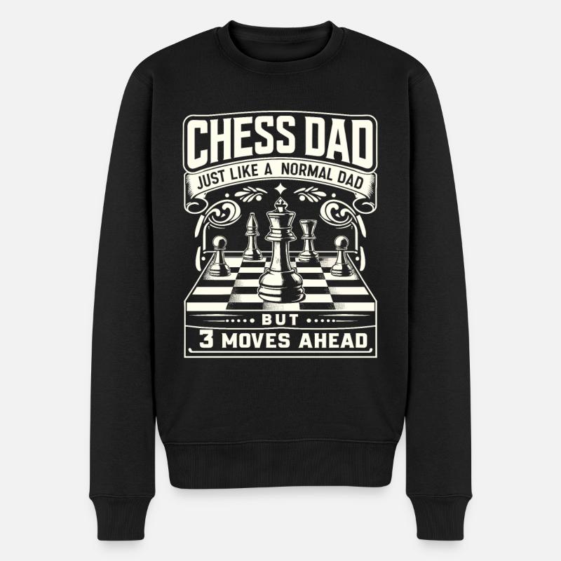 Schachspieler Schach Papa Vater Chess Dad - Männer Premium Bio Pullover - Schwarz