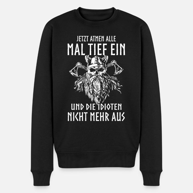 Wikinger Tshirt Viking Valhalla Walhalla Gott Odin - Männer Premium Bio Pullover - Schwarz