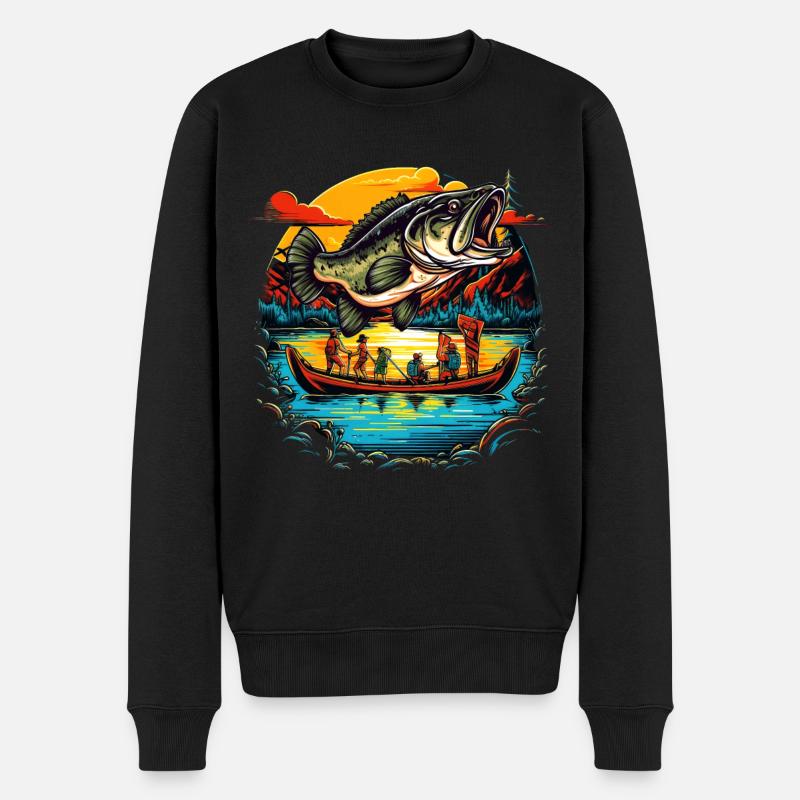 Barsch-Fisch - Männer Premium Bio Pullover - Schwarz