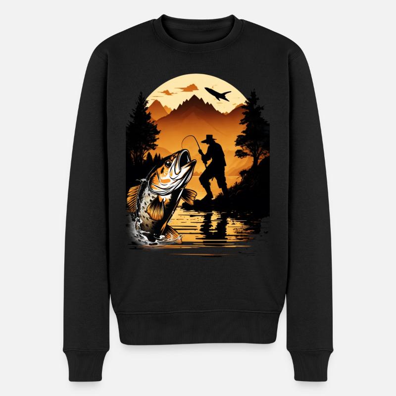 Barsch-Fisch - Männer Premium Bio Pullover - Schwarz