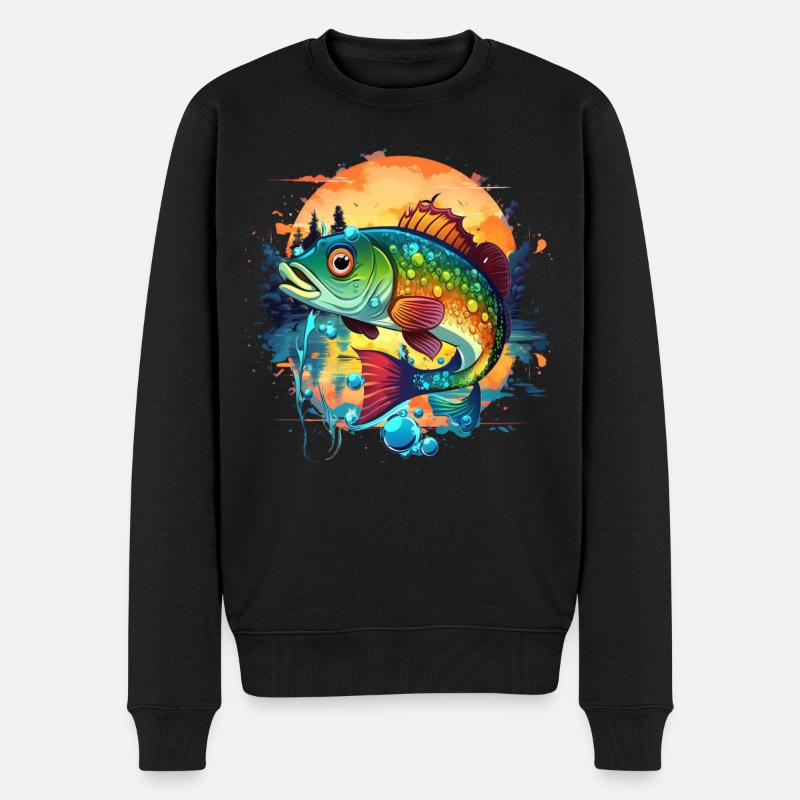 Barsch-Fisch - Männer Premium Bio Pullover - Schwarz