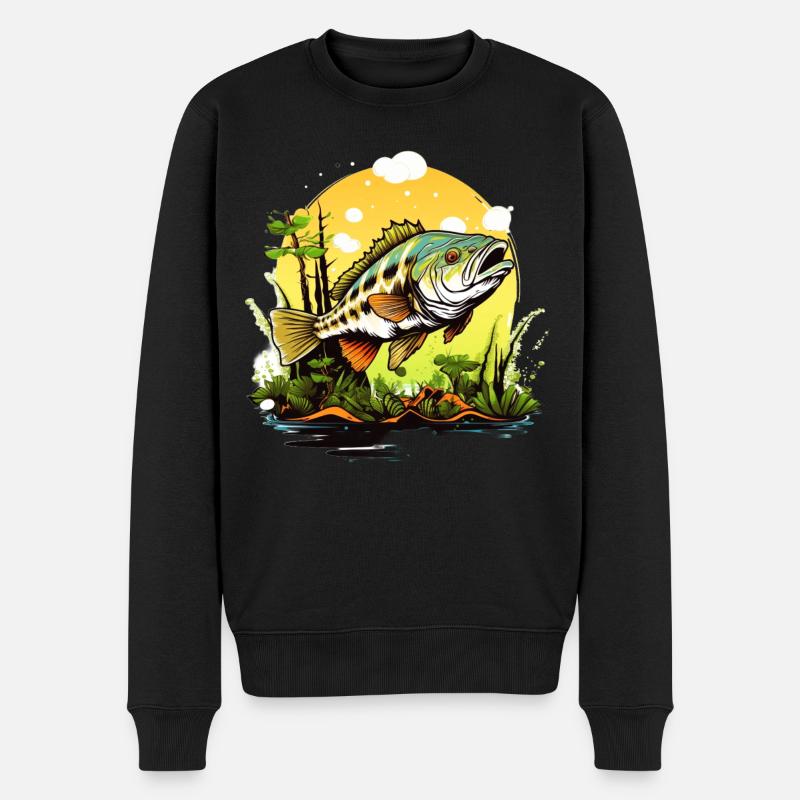 Barsch-Fisch - Männer Premium Bio Pullover - Schwarz