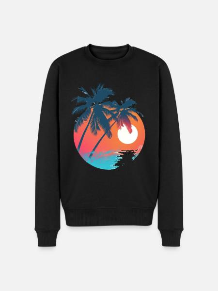 Tropical sunset with palm trees - Men's Premium Organic Jumper - black