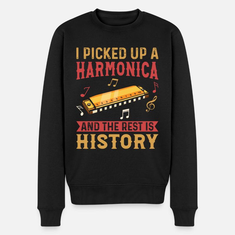 Harmonica Player - Harmonica Instrument Harmonica - Männer Premium Bio Pullover - Schwarz