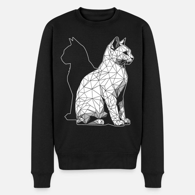 Chat polygonal géométrique abstrait - Pull Premium bio Homme - noir