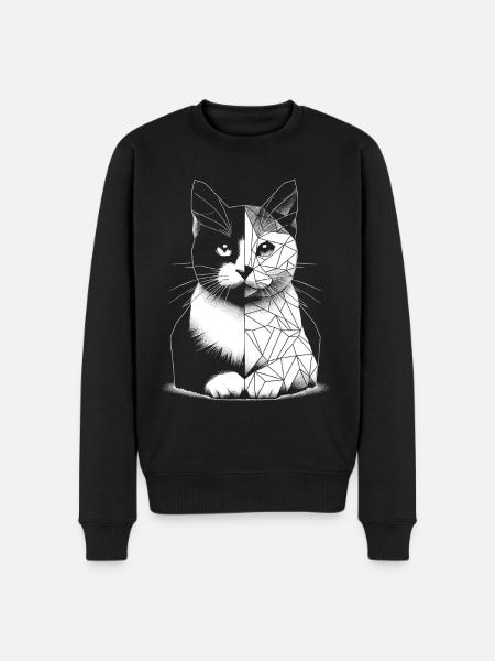 Geometric polygonal cat - Men's Premium Organic Jumper - black