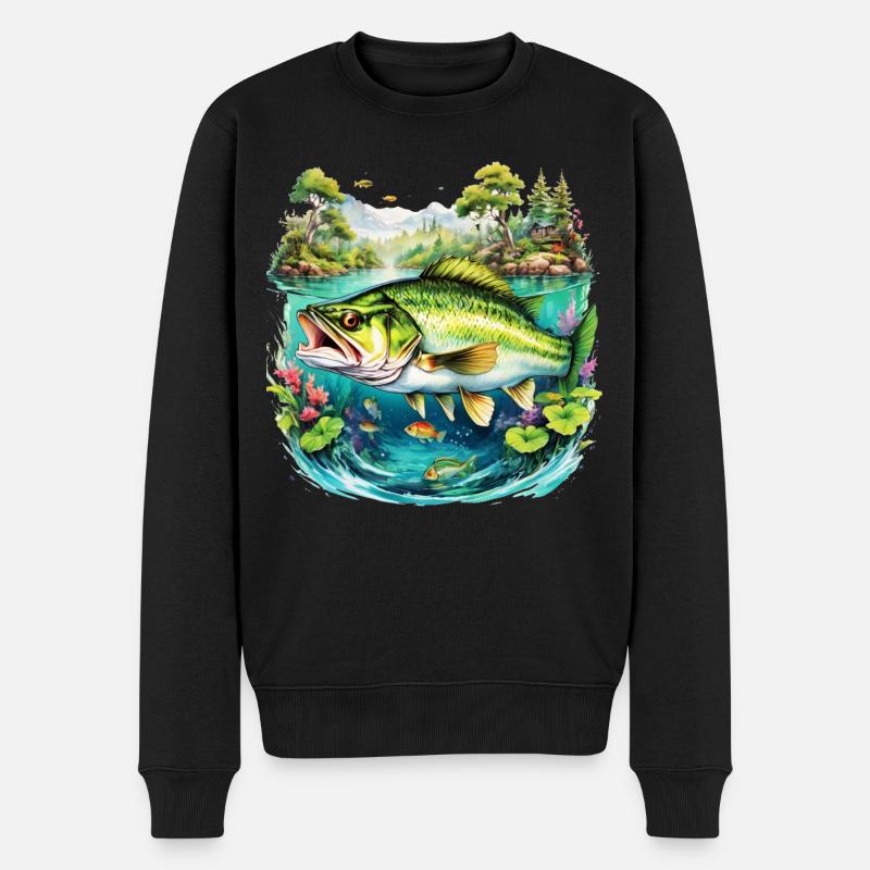 Barsch-Fisch - Männer Premium Bio Pullover - Schwarz