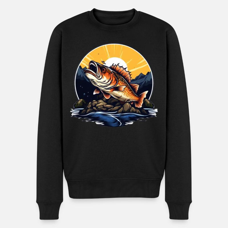 Barsch-Fisch - Männer Premium Bio Pullover - Schwarz