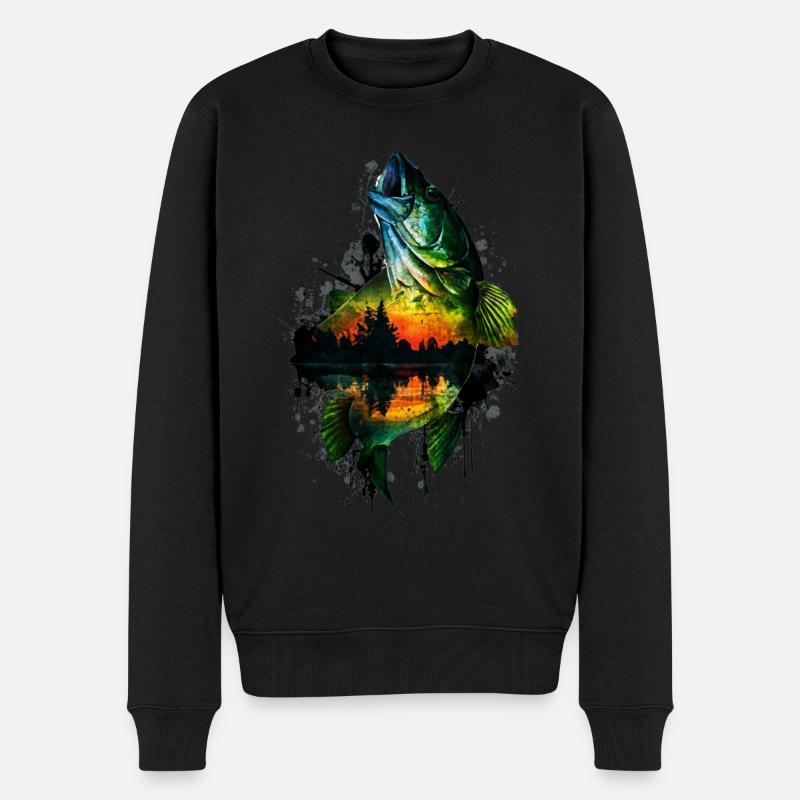 Barsch-Fisch - Männer Premium Bio Pullover - Schwarz