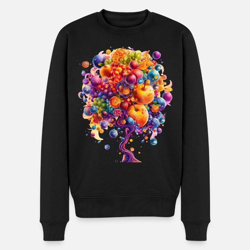 Bunte Weltenbaum Explosion - Männer Premium Bio Pullover - Schwarz