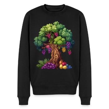 Bunter Baum Mit Trauben Und Blättern - Männer Premium Bio Pullover - Schwarz - Vorne - Nico (187cm)