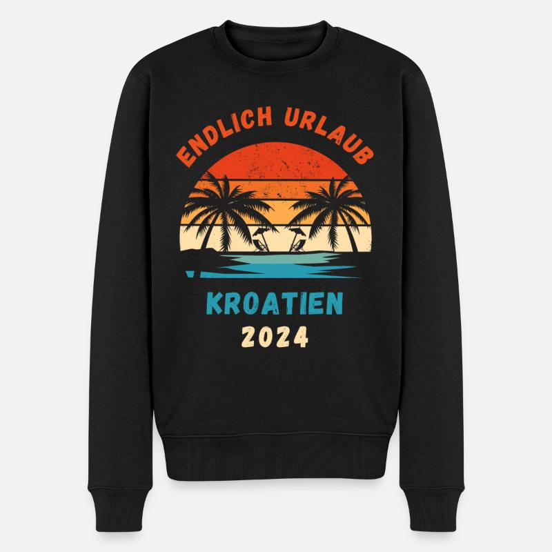 Kroatien Urlaub 2024 Balkan Idee - Männer Premium Bio Pullover - Schwarz