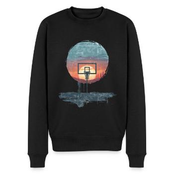 Städtischer Sonnenuntergang Basketball Motiv - Männer Premium Bio Pullover - Schwarz - Vorne - Nico (187cm)