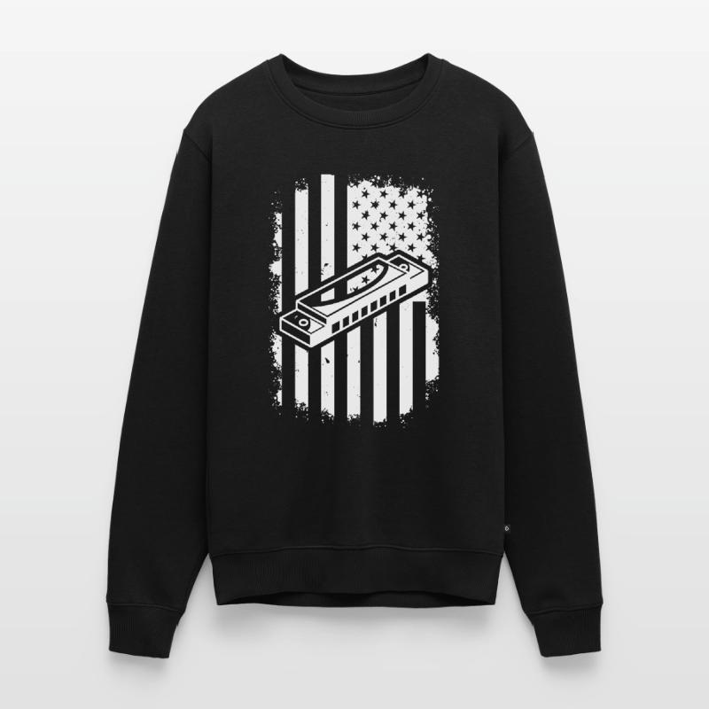 Harmonica US Flag Harmonica Musician Harmonica Ins Männer Premium Bio Pullover