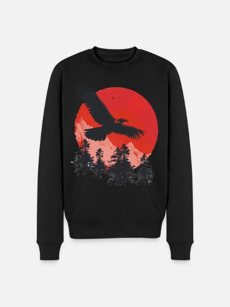 Wild eagle in red sunset - Men's Premium Organic Jumper - black
