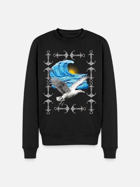 Havfugle Måger Måger Bølge Havmåge - Økologisk premium-sweatshirt til mænd - sort