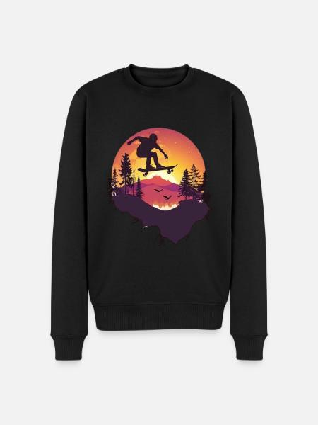 Skateboarder Silhouette Sunset - Men's Premium Organic Jumper - black