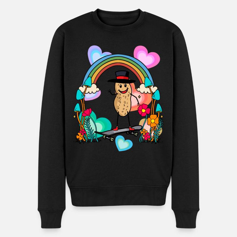 Cacahuètes Cacahuètes arc-en-ciel coeurs anniversaire - Pull Premium bio Homme - noir
