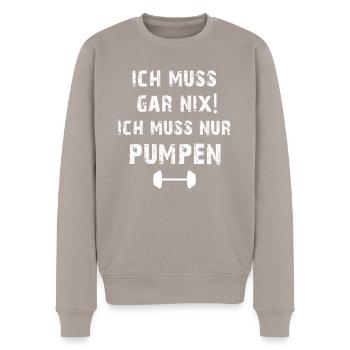 T-shirt de gymnastique drôle de remise en forme Gym d’entraînement - Pull Premium bio Homme - taupe - Devant - Nico (187cm)