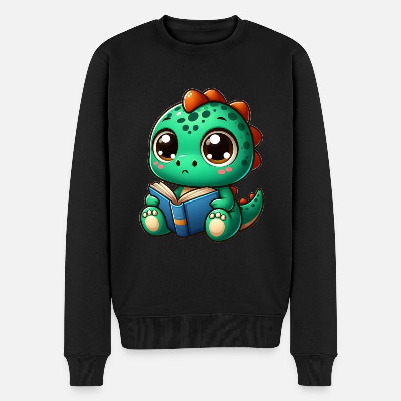 Dino lit un livre - Pull Premium bio Homme - noir