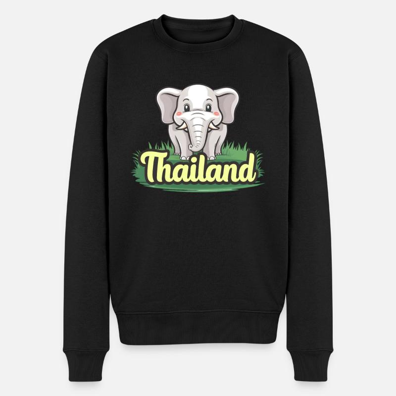 Stolzer Elefant aus Thailand - Männer Premium Bio Pullover - Schwarz