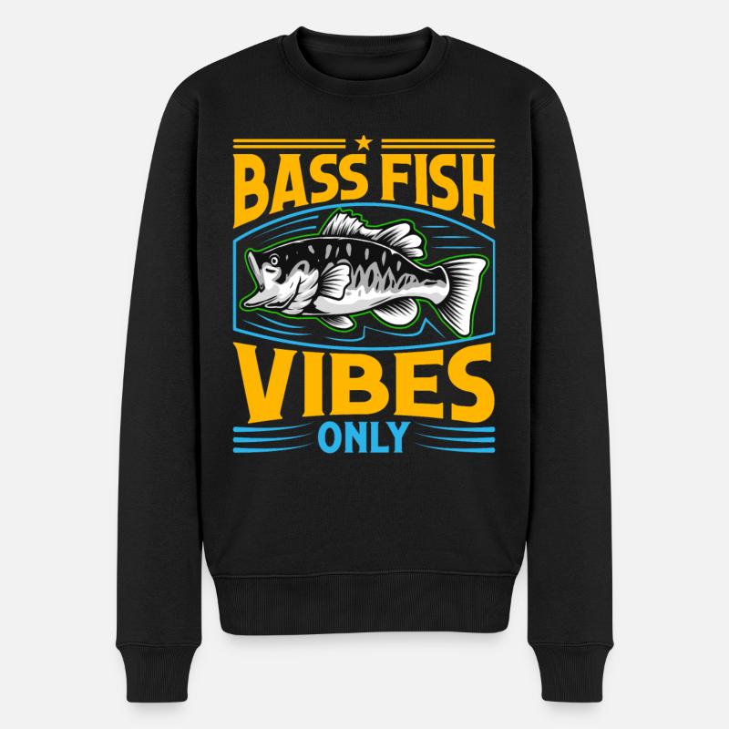 Nur Bash-Fisch-Vibes - Männer Premium Bio Pullover - Schwarz