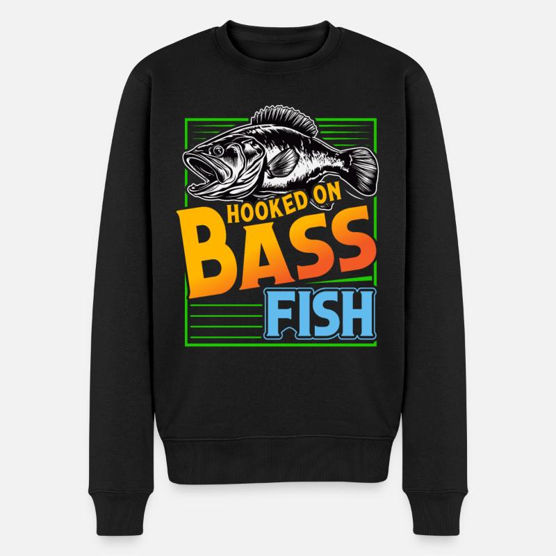 Süchtig nach Barschfischen - Männer Premium Bio Pullover - Schwarz