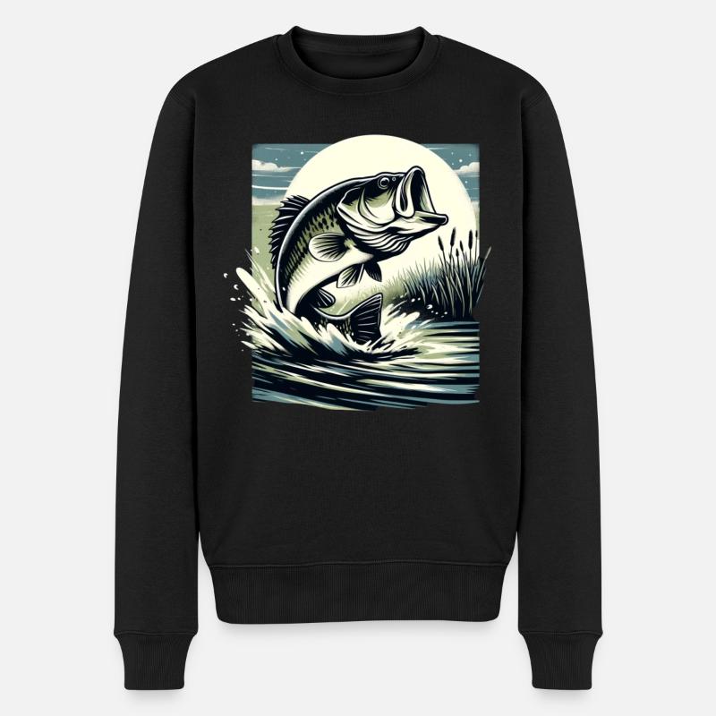 Barsch-Fisch - Männer Premium Bio Pullover - Schwarz