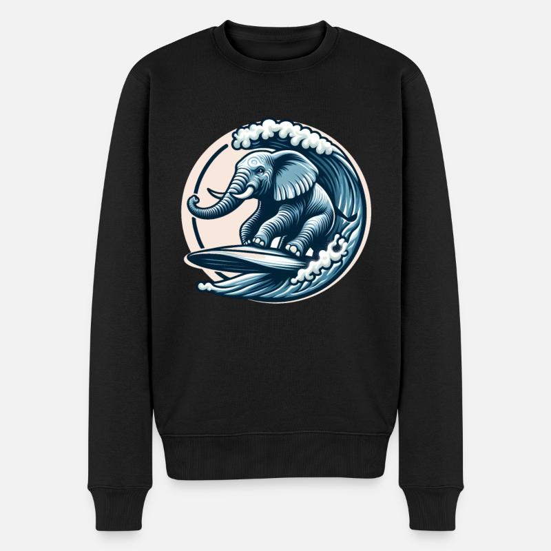 Éléphant surfeur - Pull Premium bio Homme - noir