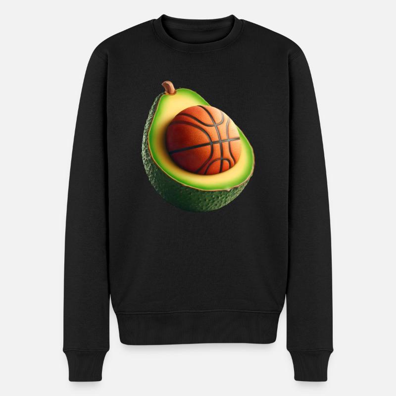 Avocado mit Basketballkern - Männer Premium Bio Pullover - Schwarz