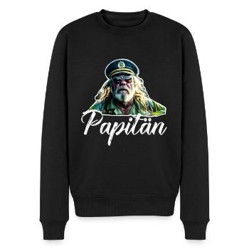 Papa Papitän Bootsfahrer Kapitän - Männer Premium Bio Pullover - Schwarz - Vorne - Nico (187cm)