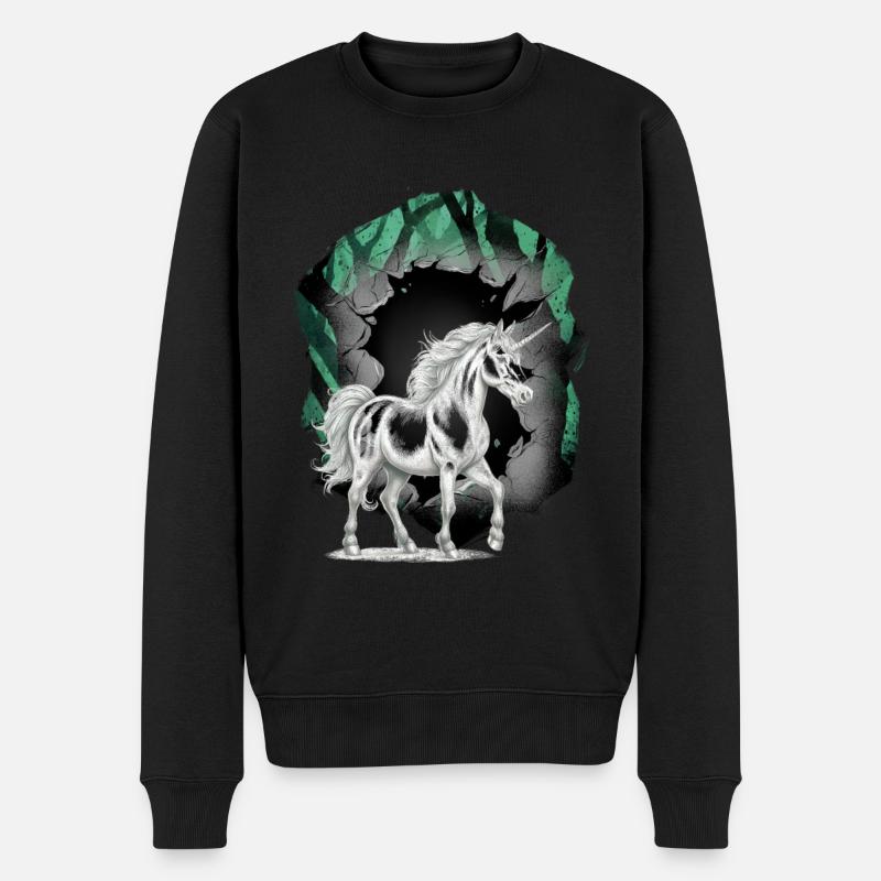 Einhörner Einhorn Fabeltiere Märchenfigur - Männer Premium Bio Pullover - Schwarz