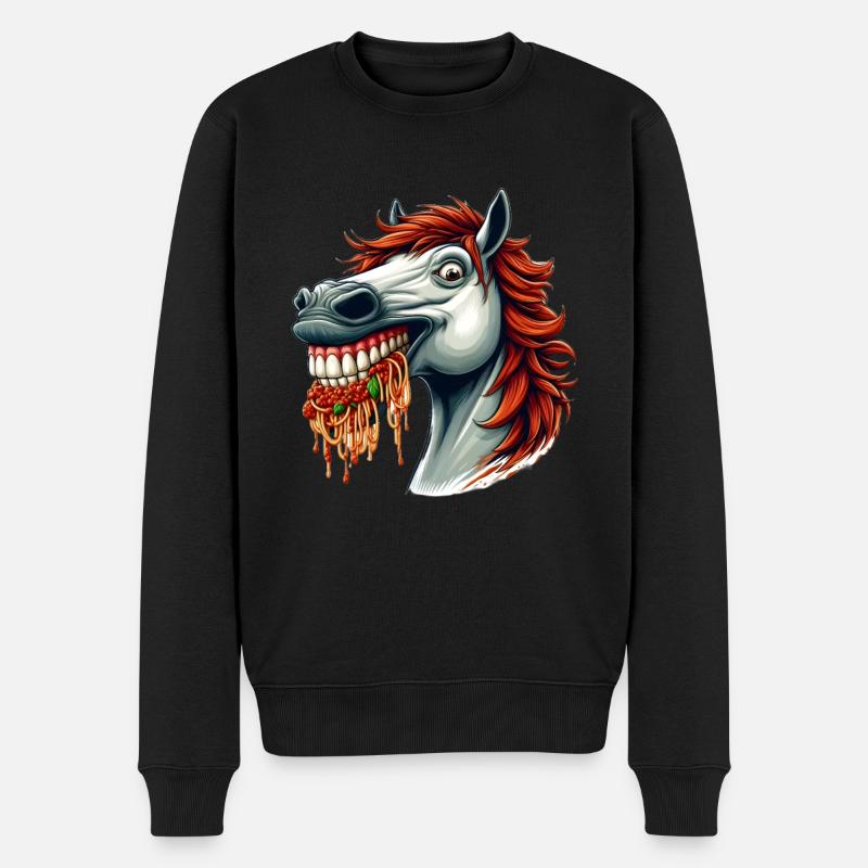 Cheval amoureux des pâtes - Pull Premium bio Homme - noir
