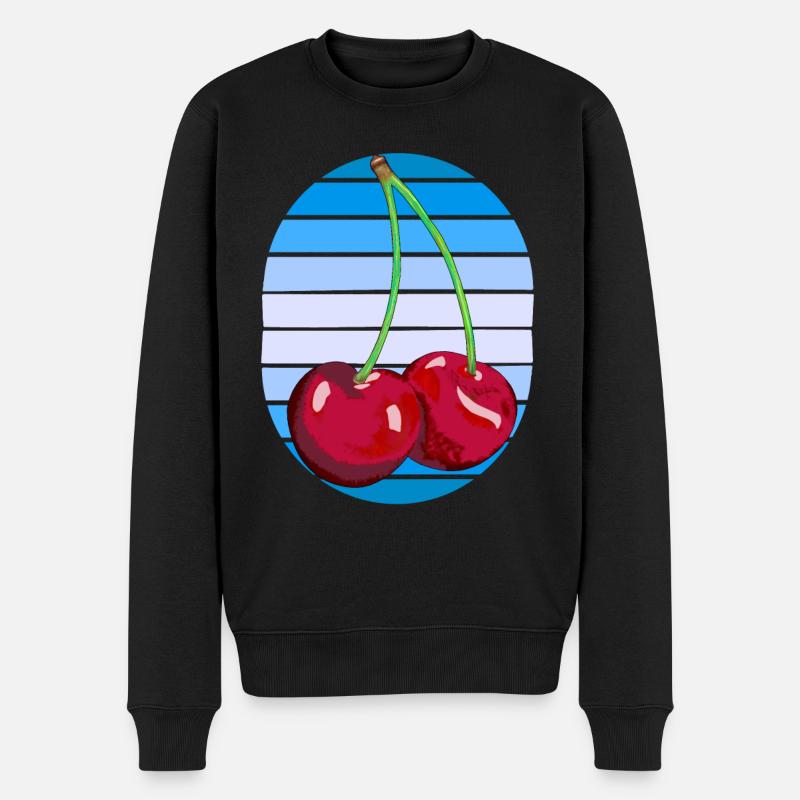 Rockabilly Retro Vintage Kirschen Kirsche Obst - Männer Premium Bio Pullover - Schwarz