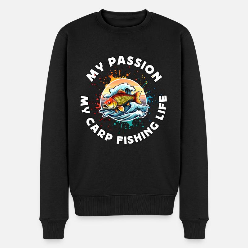 Carp Fisherman My Passion My Carp Fish Hunting - Männer Premium Bio Pullover - Schwarz