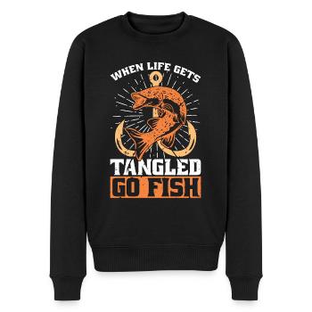 Fly Fishing When Life Get Tangled Go Fish Hunting - Men's Premium Organic Jumper - black - Front - Nico (187cm)