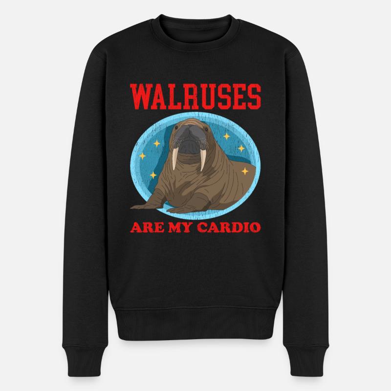 Walross Walroß Walrus Walrosse Geschenk - Männer Premium Bio Pullover - Schwarz