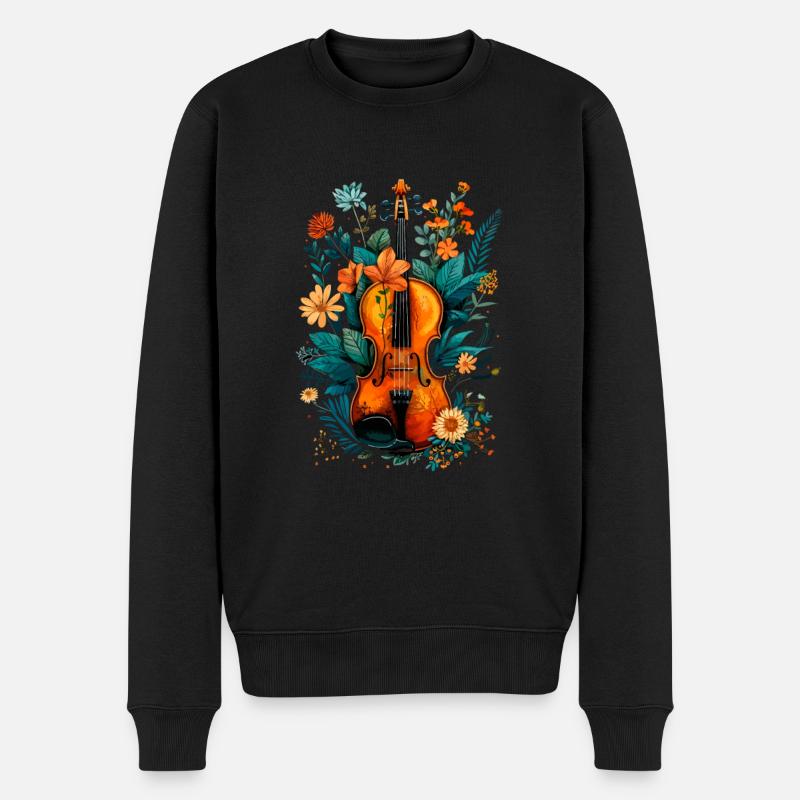 Floral instrument Violin - Männer Premium Bio Pullover - Schwarz