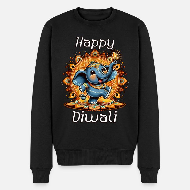 Happy Diwali - Männer Premium Bio Pullover - Schwarz